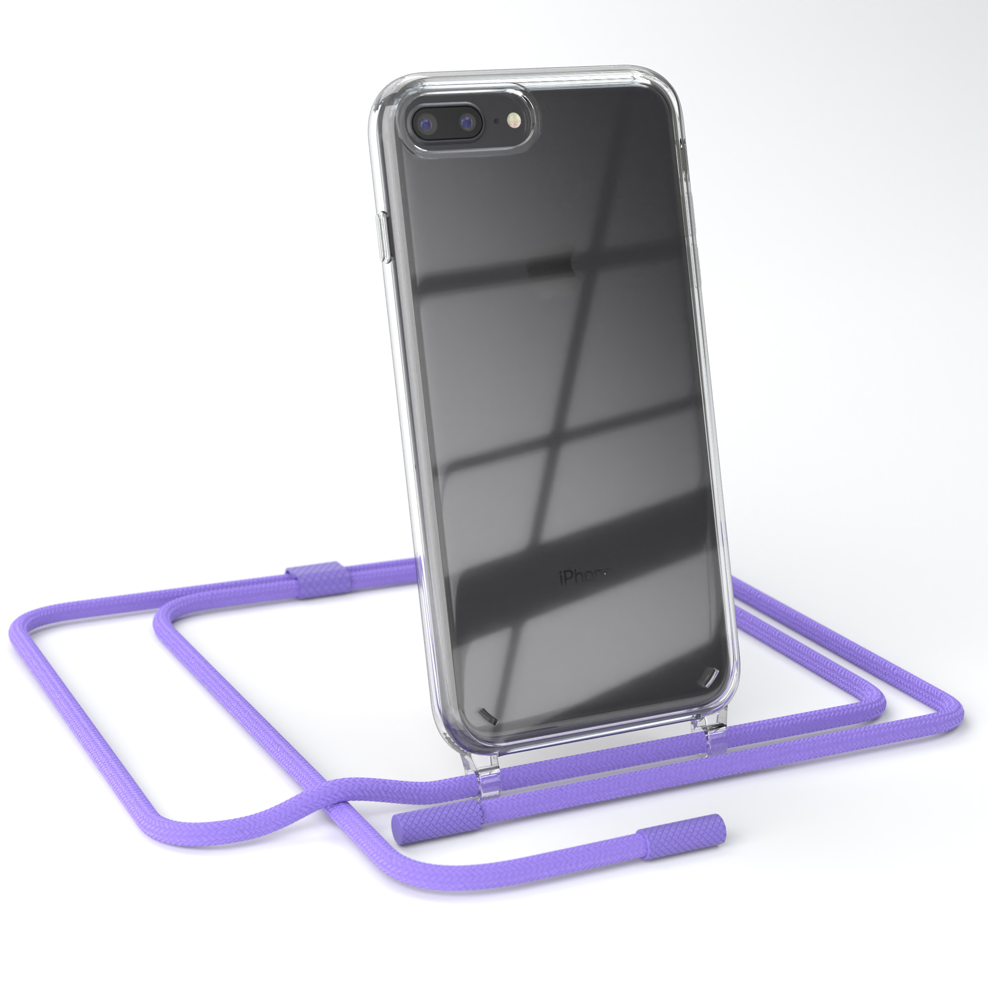 EAZY CASE Transparente Handyhülle mit Plus / runder 8 Flieder Apple, 7 / Plus, unifarbend, iPhone Lila Umhängetasche, Kette