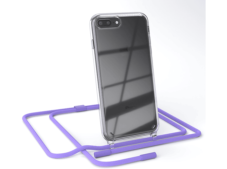 EAZY CASE Transparente Handyhülle mit runder Kette unifarbend, Umhängetasche, Apple, iPhone 8 Plus / 7 Plus, Flieder / Lila