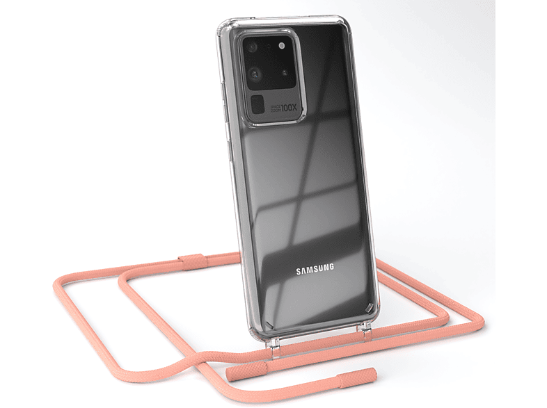 mit Ultra / Galaxy Ultra Umhängetasche, Altrosa Transparente S20 Handyhülle / runder CASE Coral EAZY Samsung, unifarbend, S20 Kette 5G,