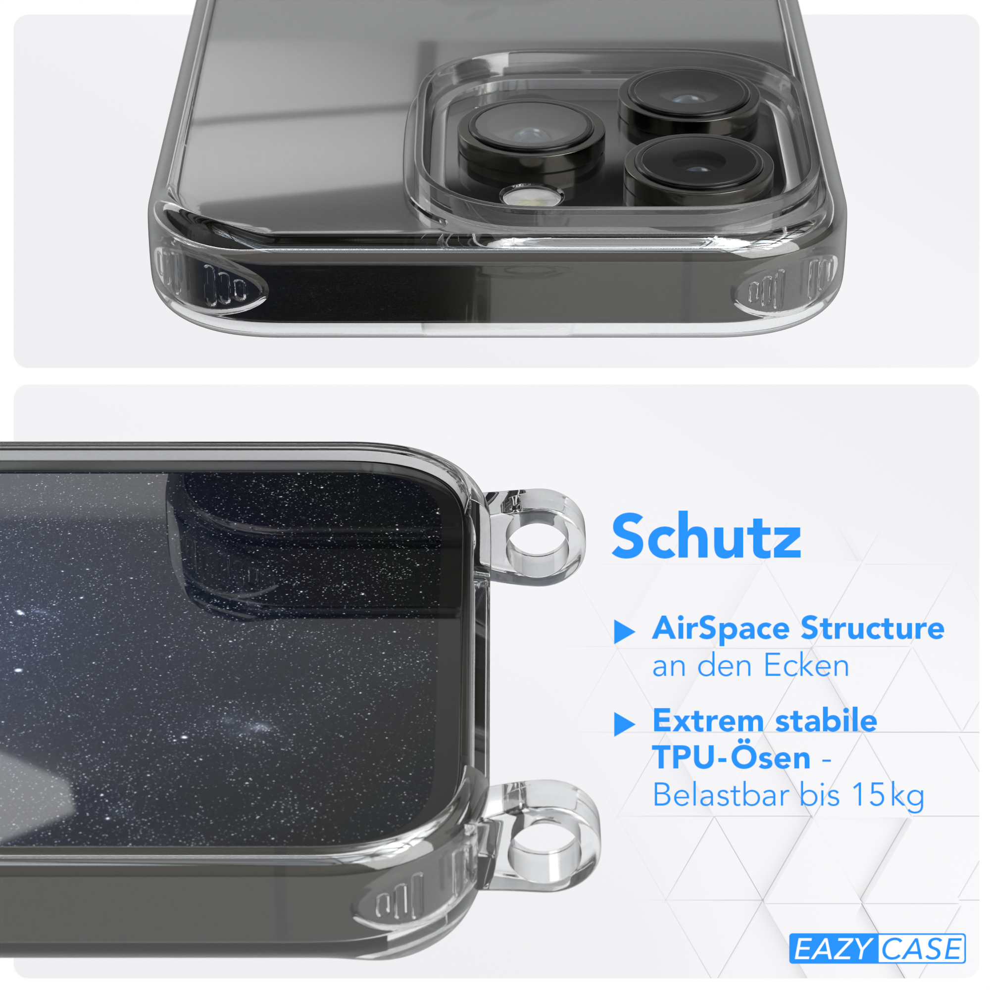 Kette Umhängetasche, unifarbend, runder mit EAZY Transparente Dunkelblau Handyhülle 14 iPhone Apple, Pro, Nachtblau / CASE