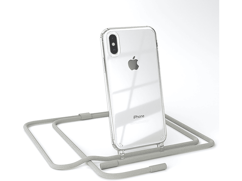 EAZY CASE Transparente Handyhülle mit iPhone unifarbend, Umhängetasche, Grau XS runder / Apple, Max, Beige Kette Taupe