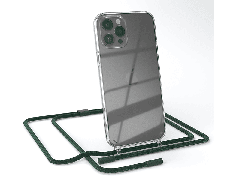 iPhone runder CASE Dunkelgrün mit Apple, Nachtgrün Max, EAZY Pro Kette unifarbend, 12 / Handyhülle Umhängetasche, Transparente