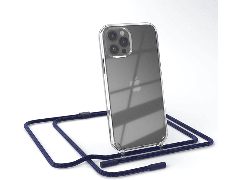 mit Handyhülle Pro, Dunkelblau runder EAZY / Apple, unifarbend, Umhängetasche, 12 12 Kette Nachtblau iPhone / Transparente CASE