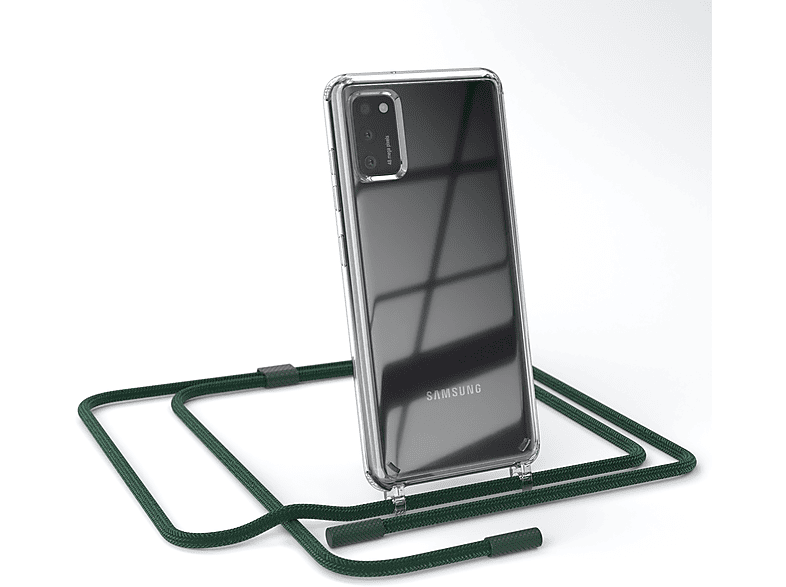 runder unifarbend, Kette Samsung, Galaxy Umhängetasche, Transparente CASE / Dunkelgrün Handyhülle mit A41, EAZY Nachtgrün