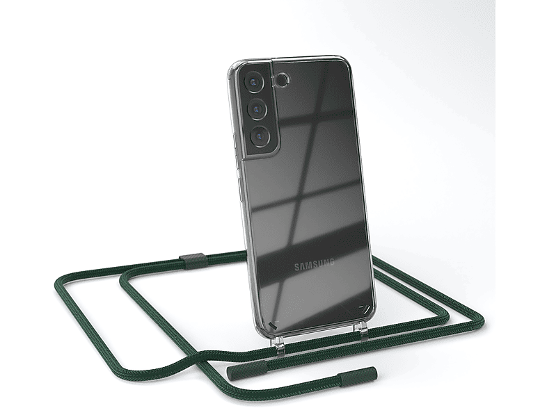 Samsung, Dunkelgrün CASE Galaxy S22 runder Nachtgrün unifarbend, EAZY Transparente Handyhülle 5G, mit Kette Umhängetasche, /