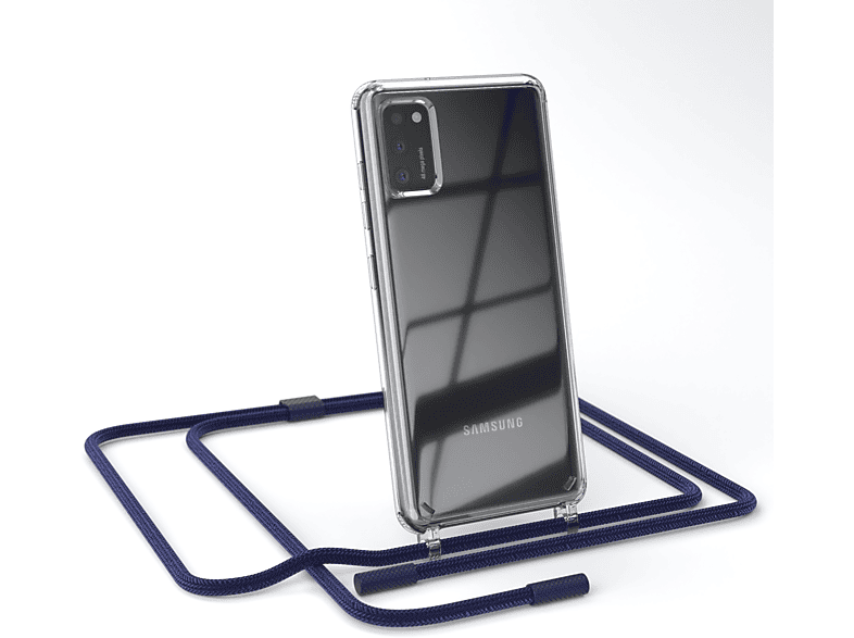 EAZY CASE Transparente Handyhülle mit runder Kette unifarbend, Umhängetasche, Samsung, Galaxy A41, Dunkelblau / Nachtblau