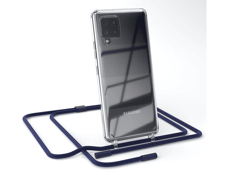 EAZY CASE Transparente Handyhülle mit runder Kette unifarbend, Umhängetasche, Samsung, Galaxy A42 5G, Dunkelblau / Nachtblau