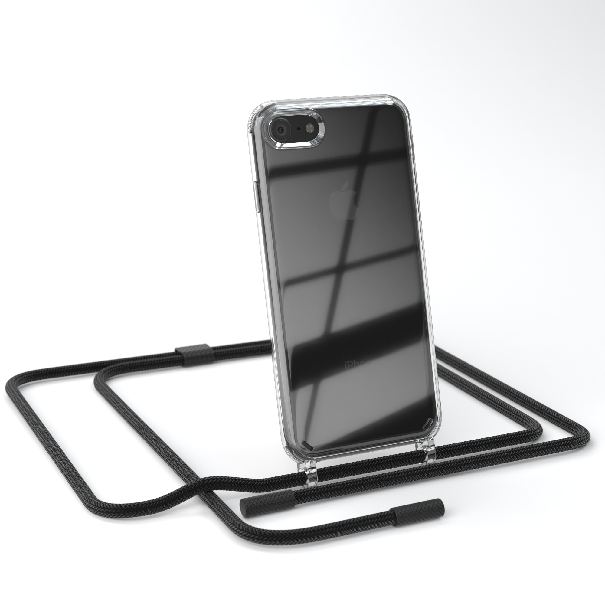 EAZY CASE Transparente Handyhülle unifarbend, Schwarz 7 2020, Kette runder SE iPhone 8, SE / mit / Apple, 2022 iPhone Umhängetasche