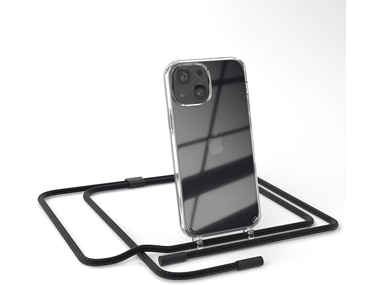 EAZY CASE Transparente Mini, runder mit 13 unifarbend, Handyhülle Umhängetasche, iPhone Kette Schwarz Apple