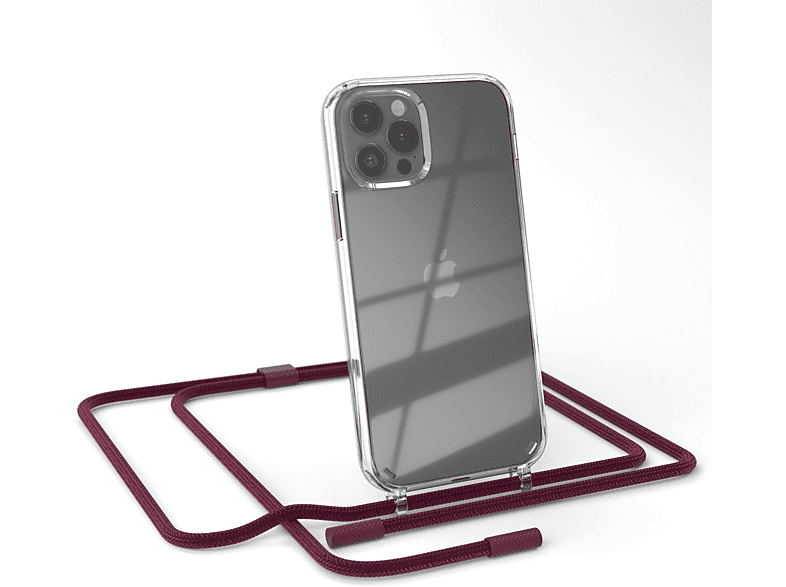 unifarbend, Handyhülle Transparente mit Pro, Beere EAZY Apple, Bordeaux 12 / 12 iPhone / runder Umhängetasche, Rot Kette CASE