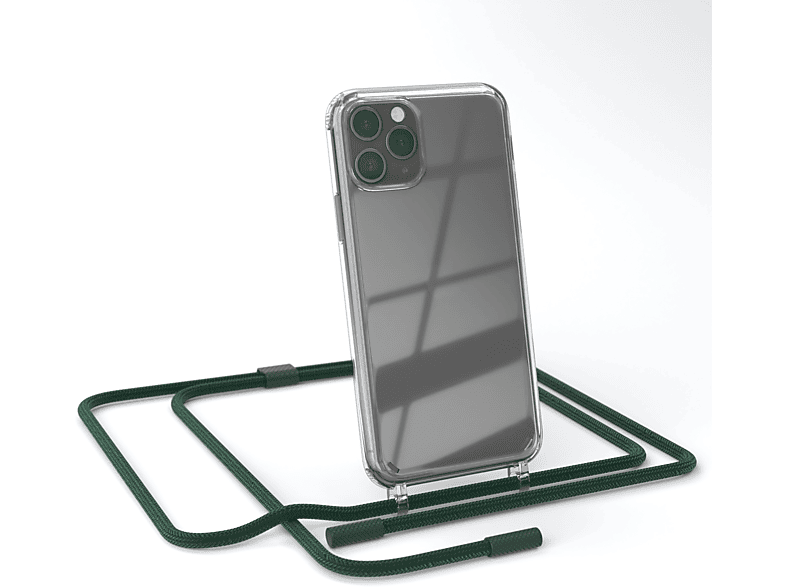 EAZY CASE unifarbend, Handyhülle Transparente mit runder Umhängetasche, Kette / Dunkelgrün 11 Apple, Nachtgrün Pro, iPhone