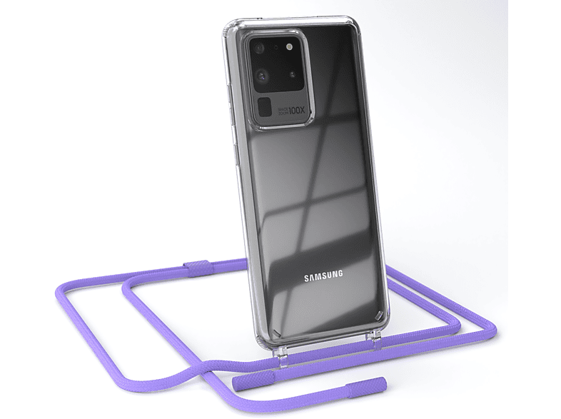 Umhängetasche, Transparente CASE Lila unifarbend, S20 Kette 5G, Flieder S20 Samsung, Ultra / Handyhülle runder Galaxy EAZY mit / Ultra