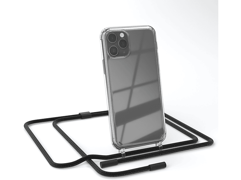 EAZY CASE Transparente Handyhülle mit runder Kette unifarbend, Umhängetasche, Apple, iPhone 11 Pro, Schwarz