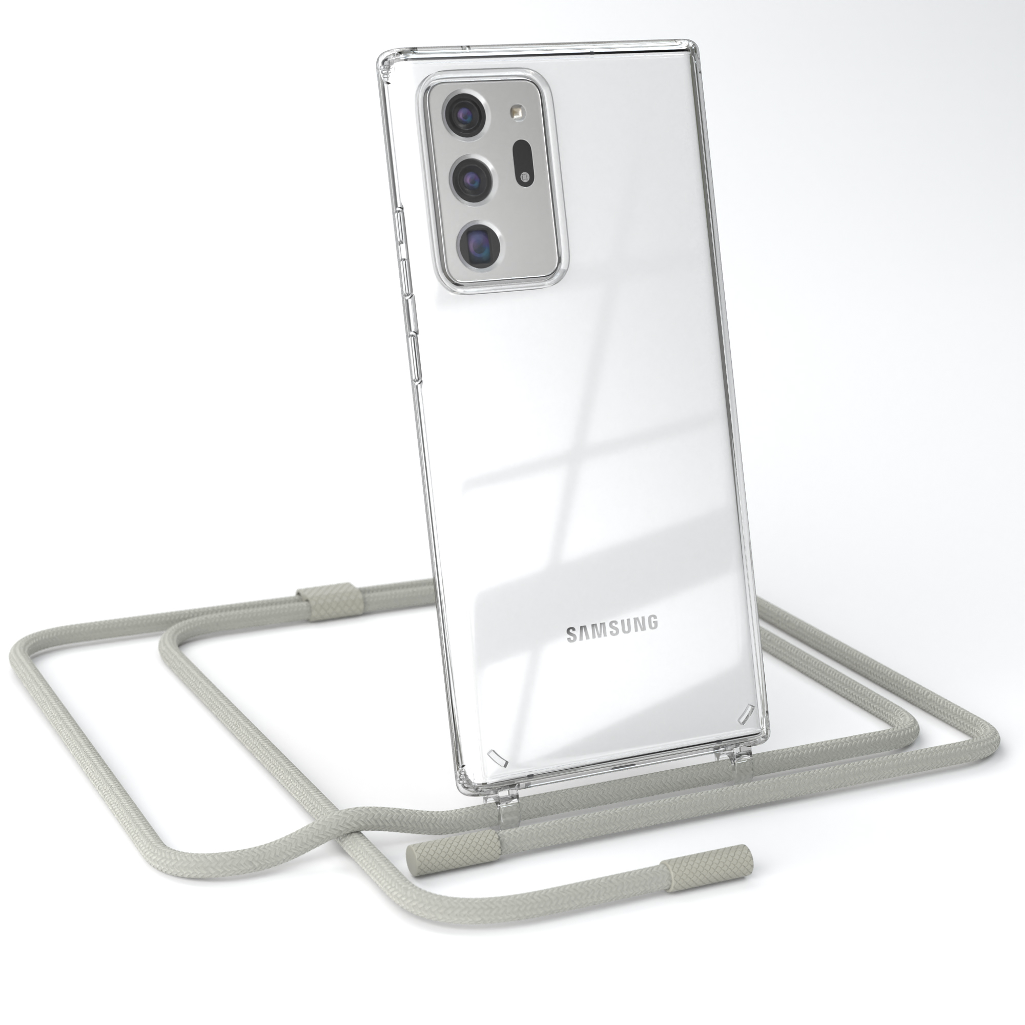 Galaxy Beige Ultra runder 20 Handyhülle Taupe Grau Note Kette / unifarbend, 5G, mit 20 Umhängetasche, Samsung, EAZY Ultra CASE / Transparente Note