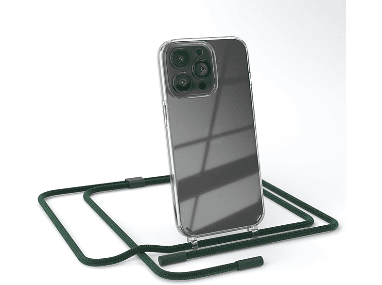 EAZY CASE Transparente Handyhülle mit Dunkelgrün 13 runder iPhone Pro, Apple, unifarbend, / Umhängetasche, Nachtgrün Kette