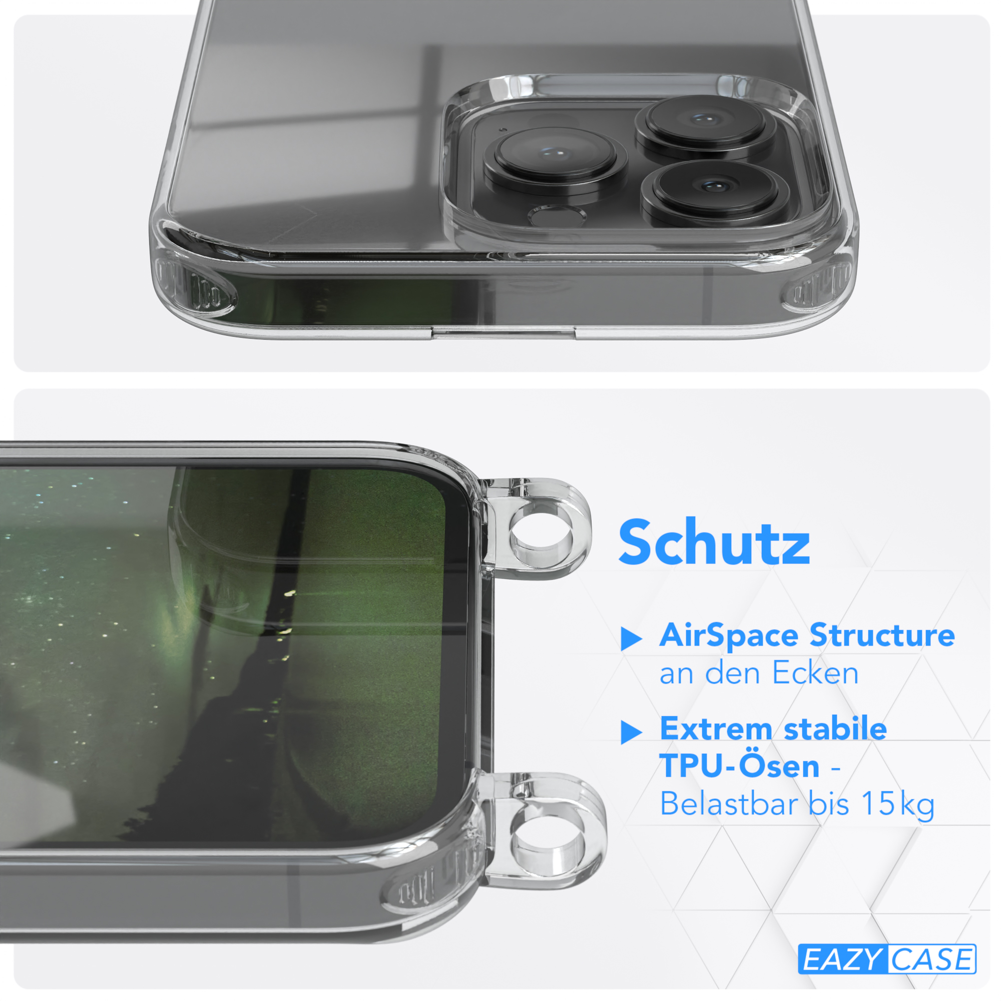 CASE Apple, 13 Transparente Nachtgrün mit EAZY Dunkelgrün Handyhülle iPhone Kette Pro, runder / unifarbend, Umhängetasche,