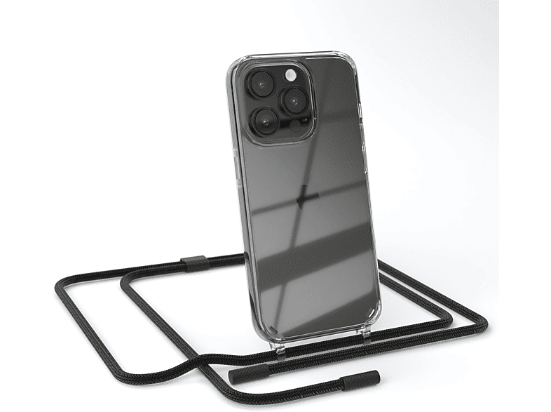 EAZY CASE Handyhülle Umhängetasche, mit runder unifarbend, Pro, iPhone Apple, Transparente Schwarz Kette 14