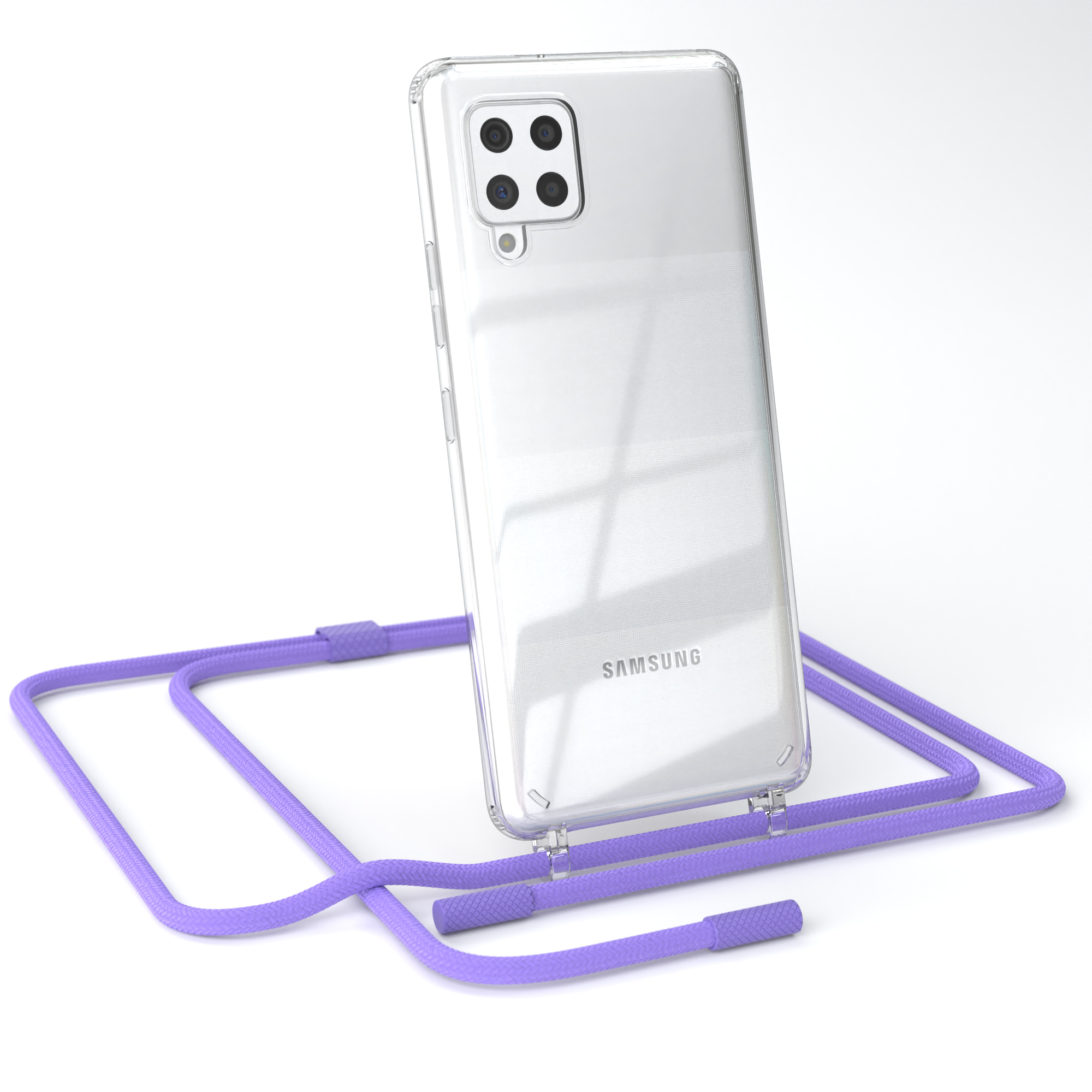 EAZY CASE Transparente Galaxy Samsung, mit unifarbend, Umhängetasche, Kette A42 runder 5G, Lila / Handyhülle Flieder