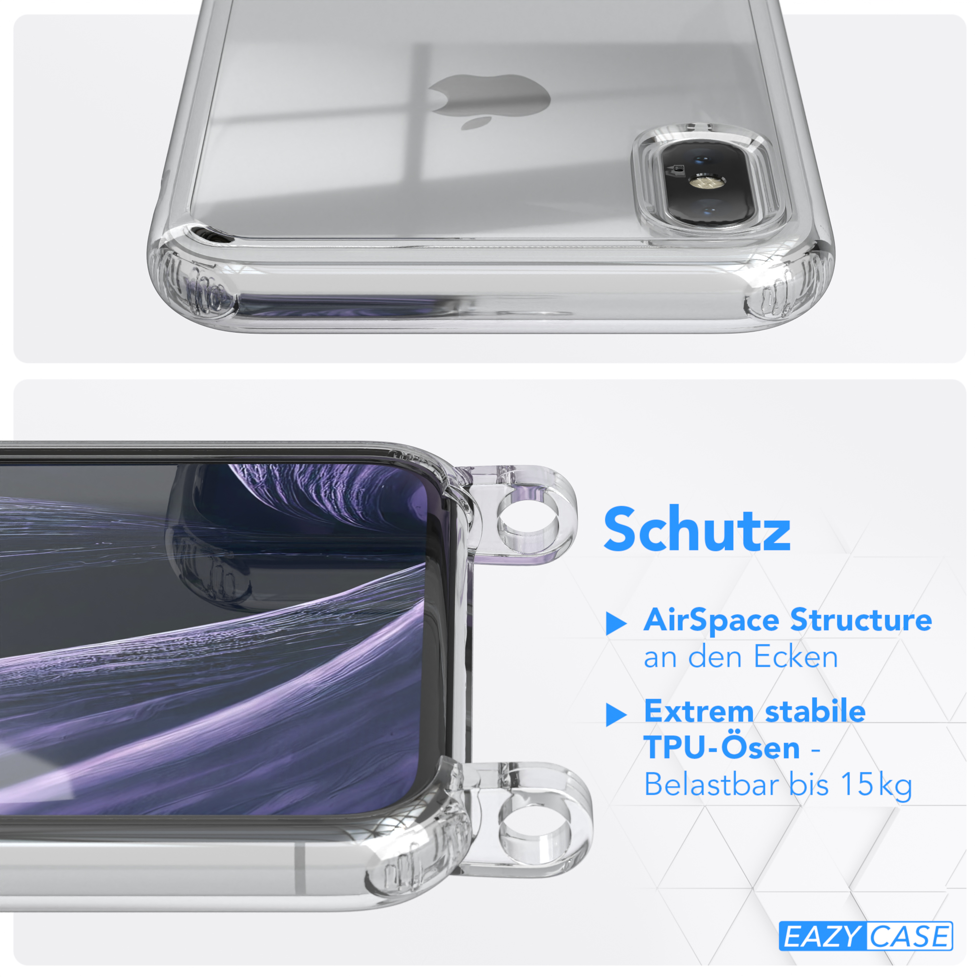 Umhängetasche, runder X unifarbend, iPhone Handyhülle EAZY Lila Flieder Transparente XS, mit / / Apple, CASE Kette