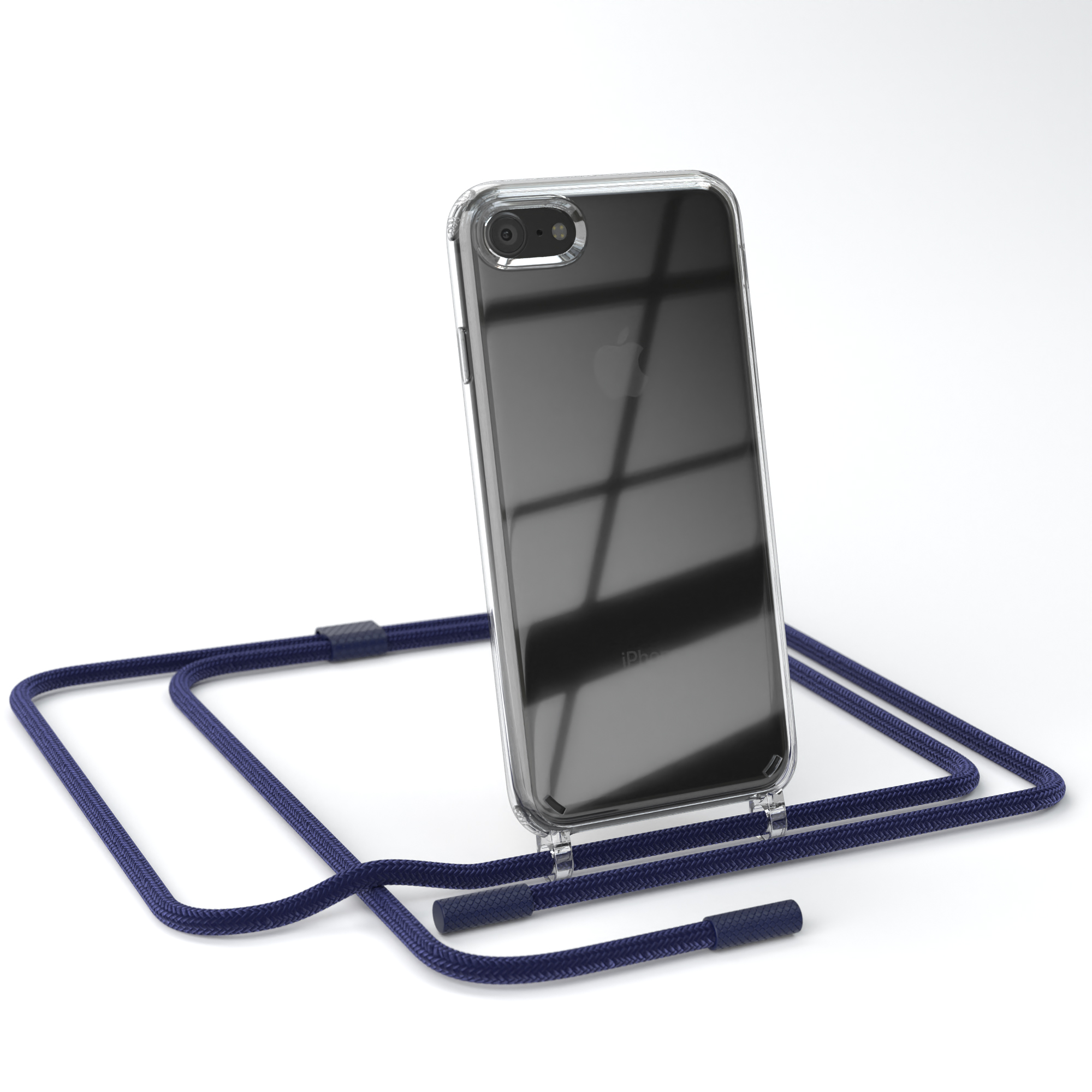 EAZY CASE Transparente runder 8, / Umhängetasche, iPhone 2020, Apple, SE Handyhülle unifarbend, Dunkelblau SE Nachtblau Kette / iPhone 7 / mit 2022