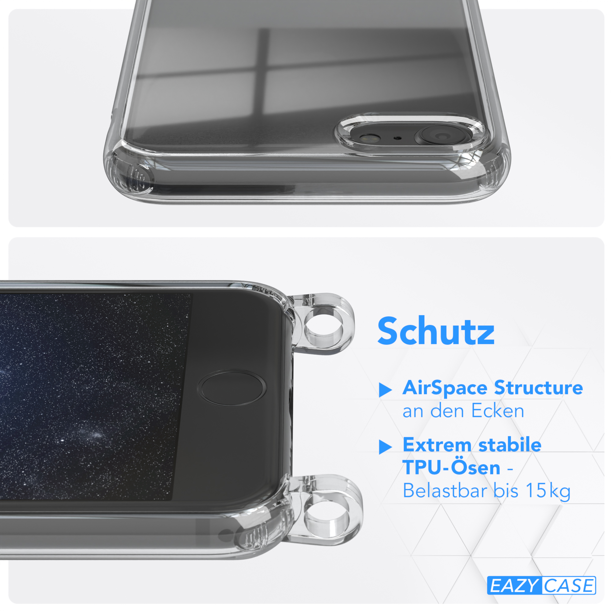 EAZY CASE runder Umhängetasche, Kette mit Dunkelblau Apple, 7 SE Transparente unifarbend, 2022 SE / iPhone Nachtblau / / iPhone 2020, Handyhülle 8