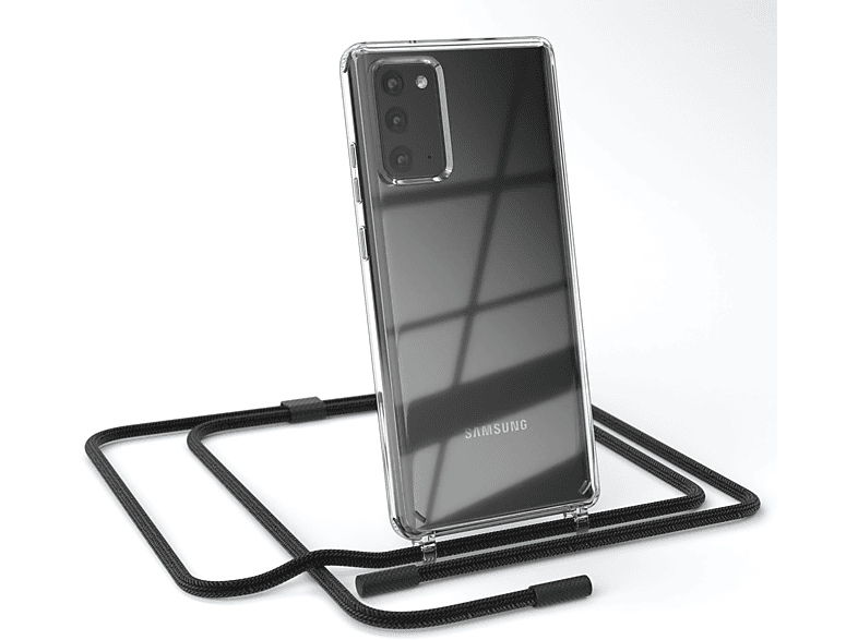 EAZY CASE Transparente Handyhülle runder Schwarz Kette Umhängetasche, Note / 5G, mit Note Galaxy unifarbend, 20 20 Samsung