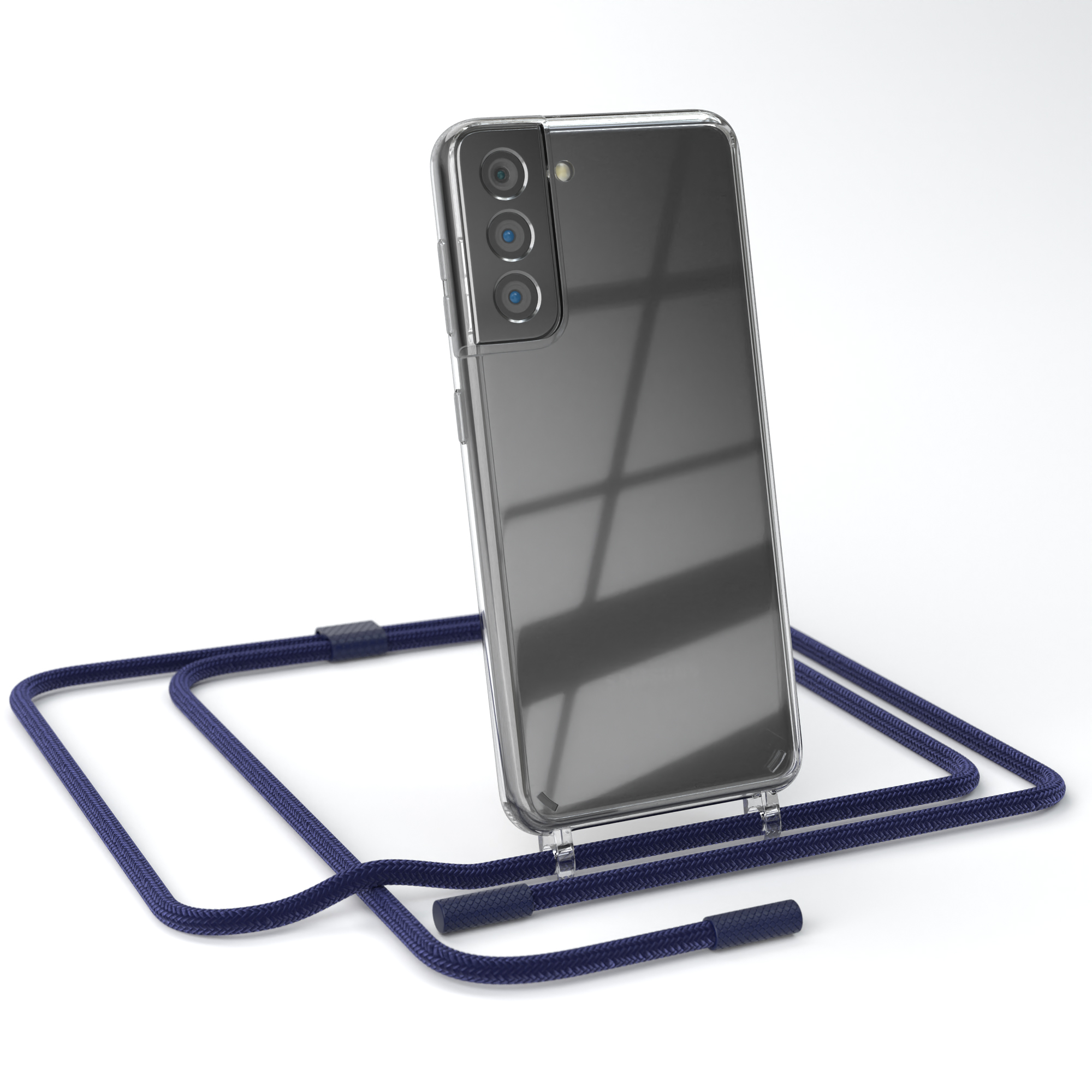 Handyhülle Samsung, EAZY Umhängetasche, / Transparente Galaxy Dunkelblau mit 5G, runder unifarbend, S21 Nachtblau CASE Kette