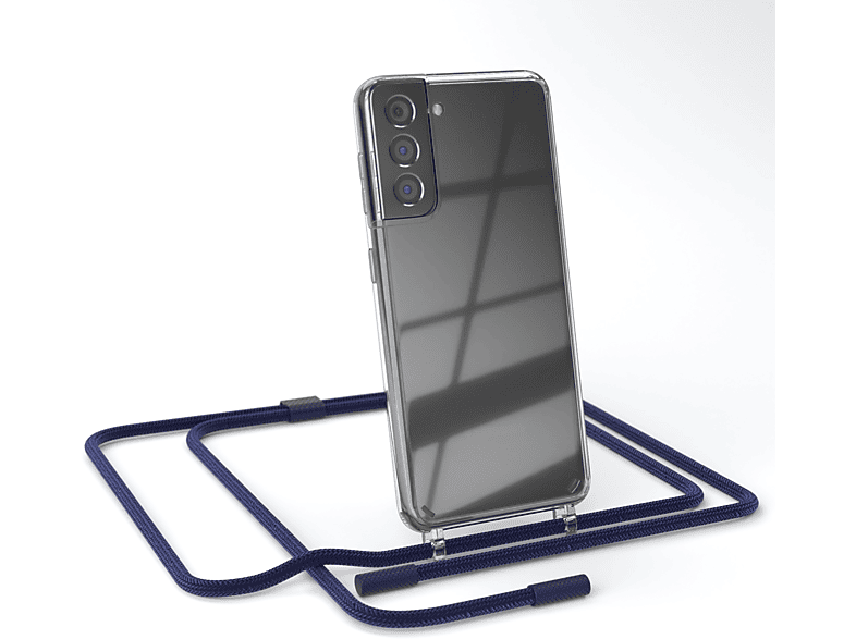 Handyhülle Samsung, EAZY Umhängetasche, / Transparente Galaxy Dunkelblau mit 5G, runder unifarbend, S21 Nachtblau CASE Kette