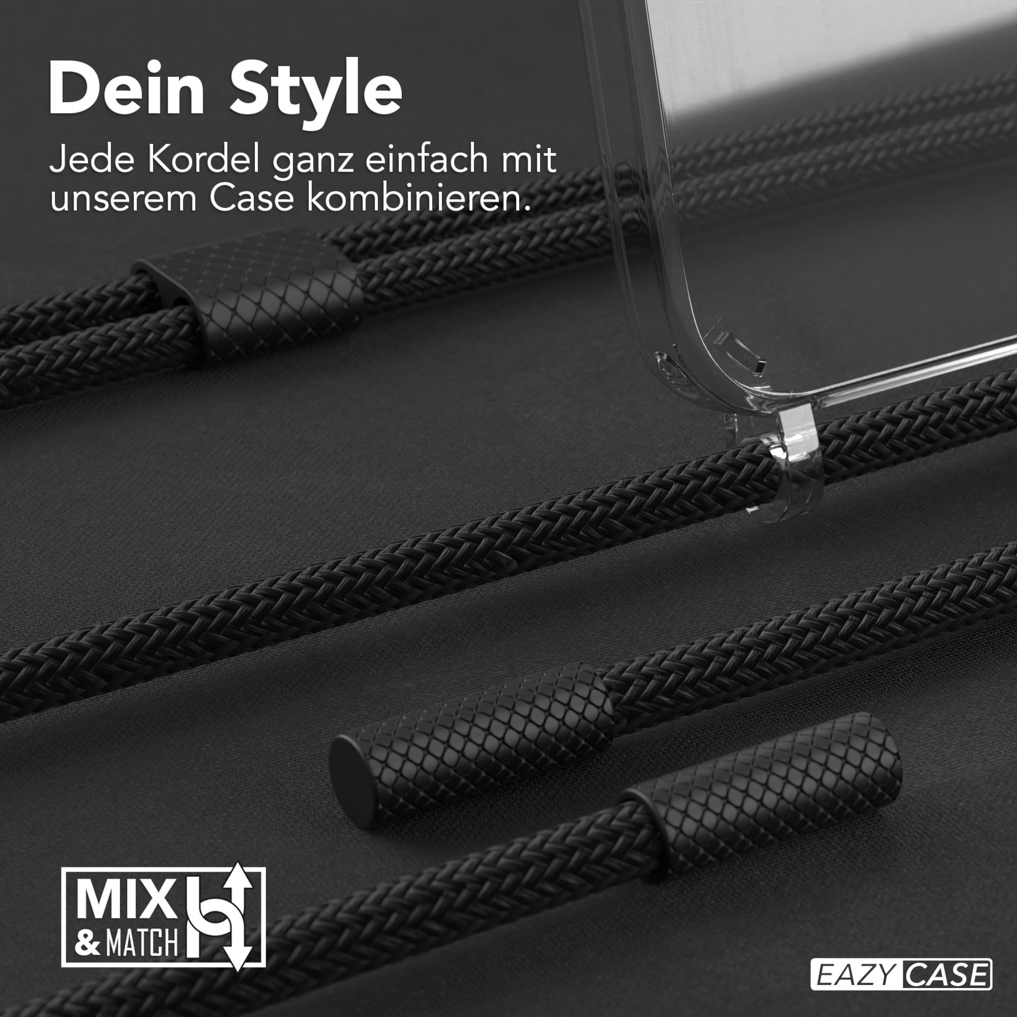 Nahaufnahme von schwarzen Telefonkabeln. Die Kabel sind geflochten und haben ein glattes, zylindrisches Ende.