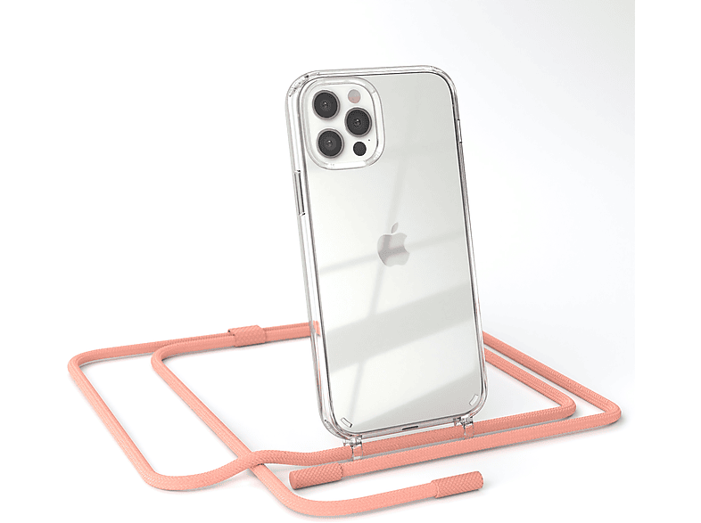 EAZY CASE Transparente Handyhülle Altrosa Coral / iPhone unifarbend, Pro, mit Umhängetasche, Kette Apple, 12 runder / 12
