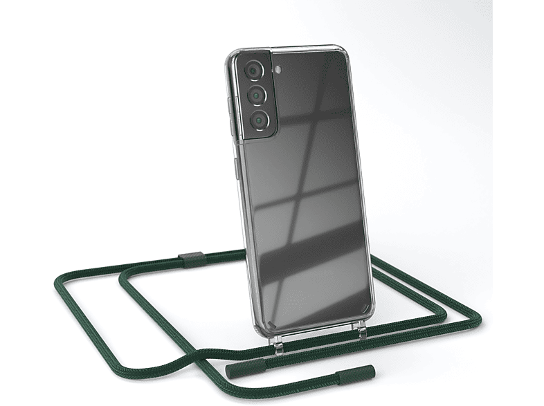 Transparente 5G, Umhängetasche, mit Kette unifarbend, / Dunkelgrün Samsung, runder Handyhülle EAZY S21 Nachtgrün Galaxy CASE