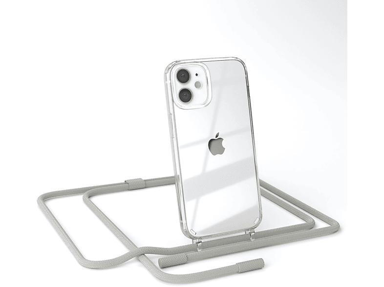EAZY CASE Transparente Handyhülle Taupe Kette Grau Apple, iPhone Mini, Beige 12 unifarbend, Umhängetasche, / runder mit