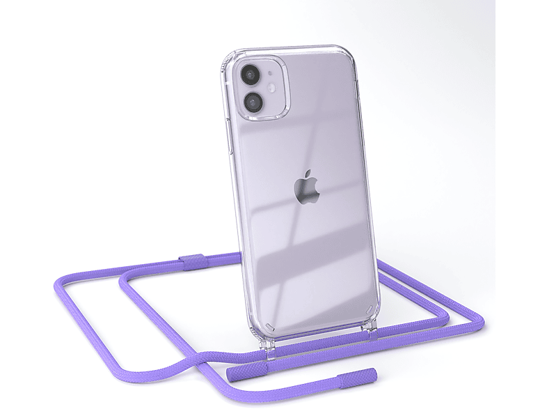 EAZY CASE Transparente Handyhülle mit Lila iPhone Apple, 11, Flieder / unifarbend, Kette runder Umhängetasche