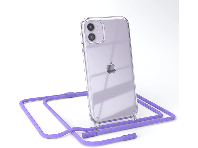 mit 11, Apple, iPhone runder Transparente EAZY Kette Flieder Umhängetasche, Handyhülle / CASE Lila unifarbend,