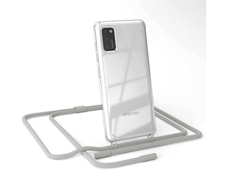 Beige Kette / Taupe Grau unifarbend, A41, runder Umhängetasche, Samsung, mit EAZY CASE Transparente Galaxy Handyhülle