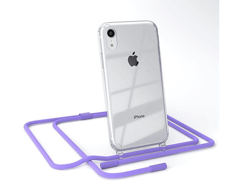 XR, EAZY / Handyhülle Flieder Kette mit CASE Lila Apple, unifarbend, runder iPhone Umhängetasche, Transparente