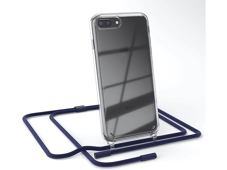 EAZY CASE Transparente Handyhülle mit runder Kette unifarbend, Umhängetasche, Apple, iPhone 8 Plus / 7 Plus, Dunkelblau / Nachtblau