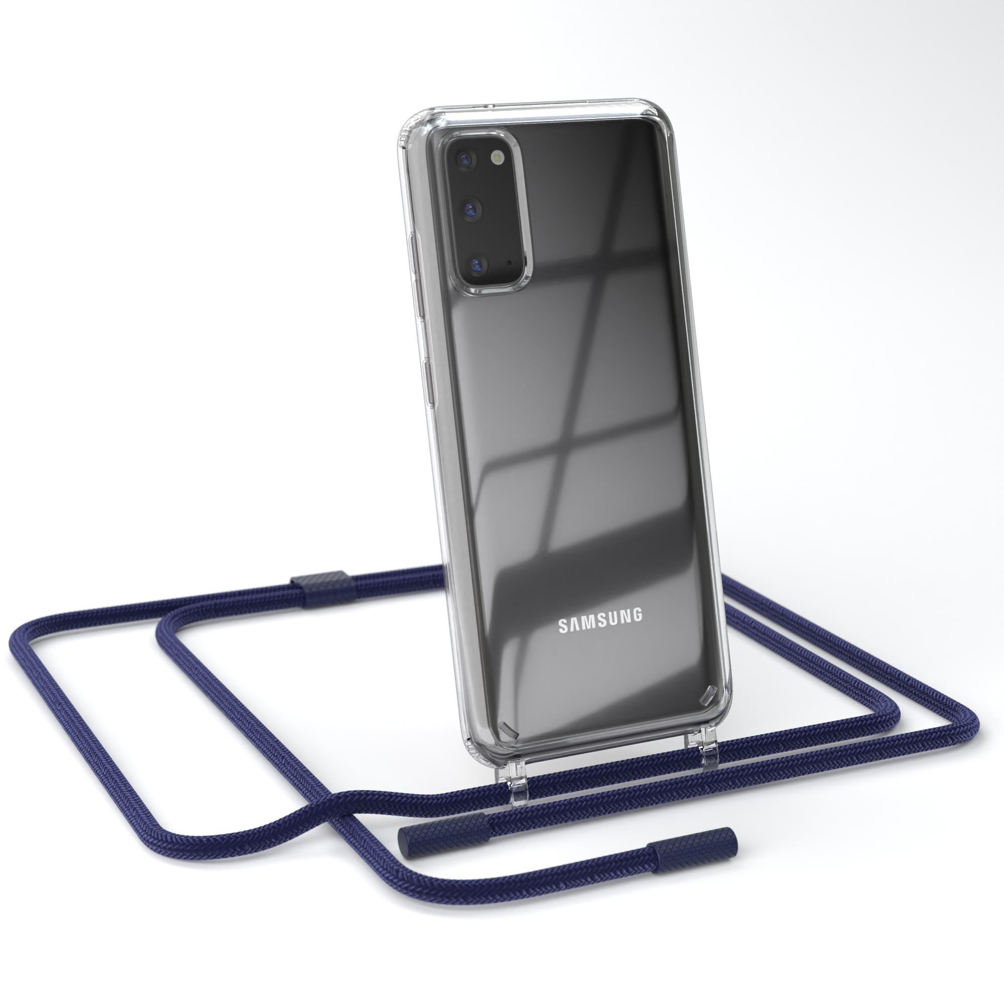 Samsung, Nachtblau Galaxy / EAZY mit CASE Kette Handyhülle S20, unifarbend, Transparente Dunkelblau Umhängetasche, runder