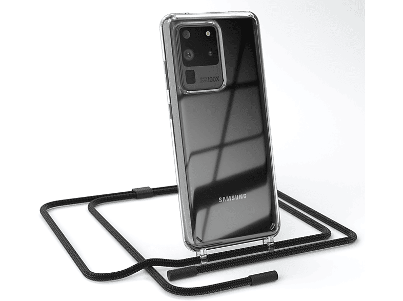 Umhängetasche, S20 S20 Ultra / Samsung, Schwarz Transparente Handyhülle unifarbend, 5G, Galaxy Kette Ultra runder EAZY mit CASE