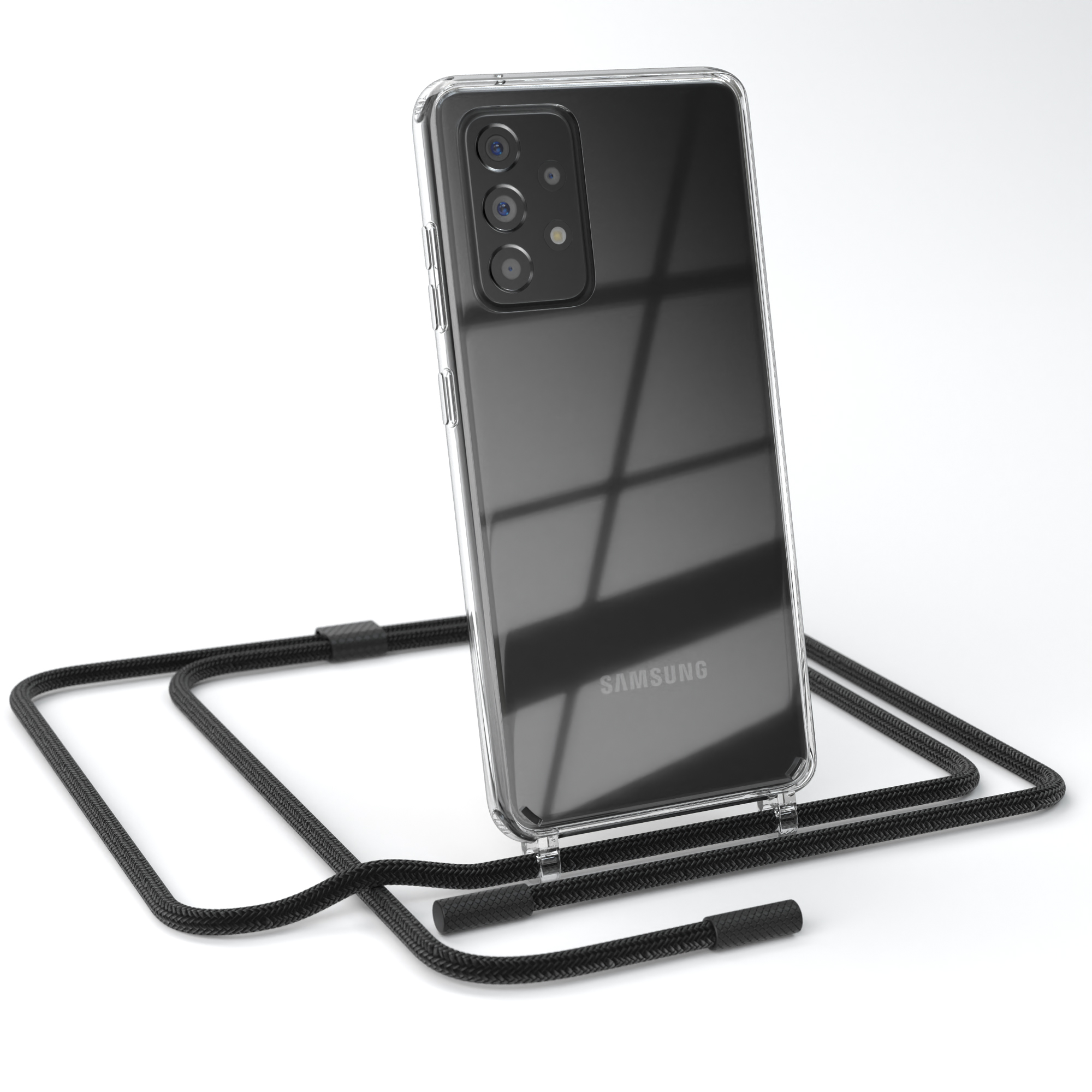 A52 EAZY / runder Schwarz 5G, Handyhülle Samsung, mit unifarbend, / A52s CASE Kette 5G Galaxy A52 Transparente Umhängetasche,
