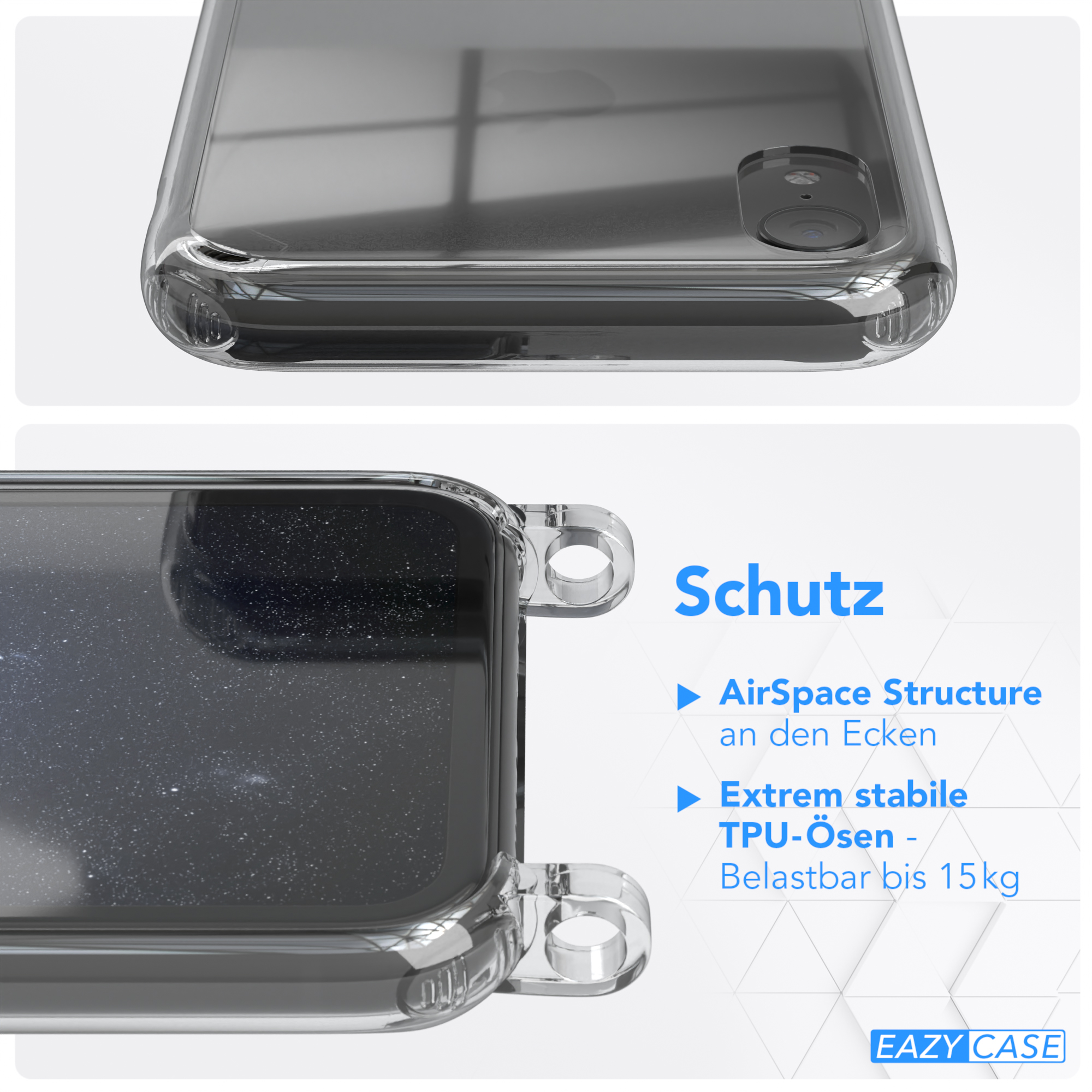 Handyhülle Kette runder Nachtblau XR, Umhängetasche, Dunkelblau iPhone / mit EAZY Transparente Apple, unifarbend, CASE