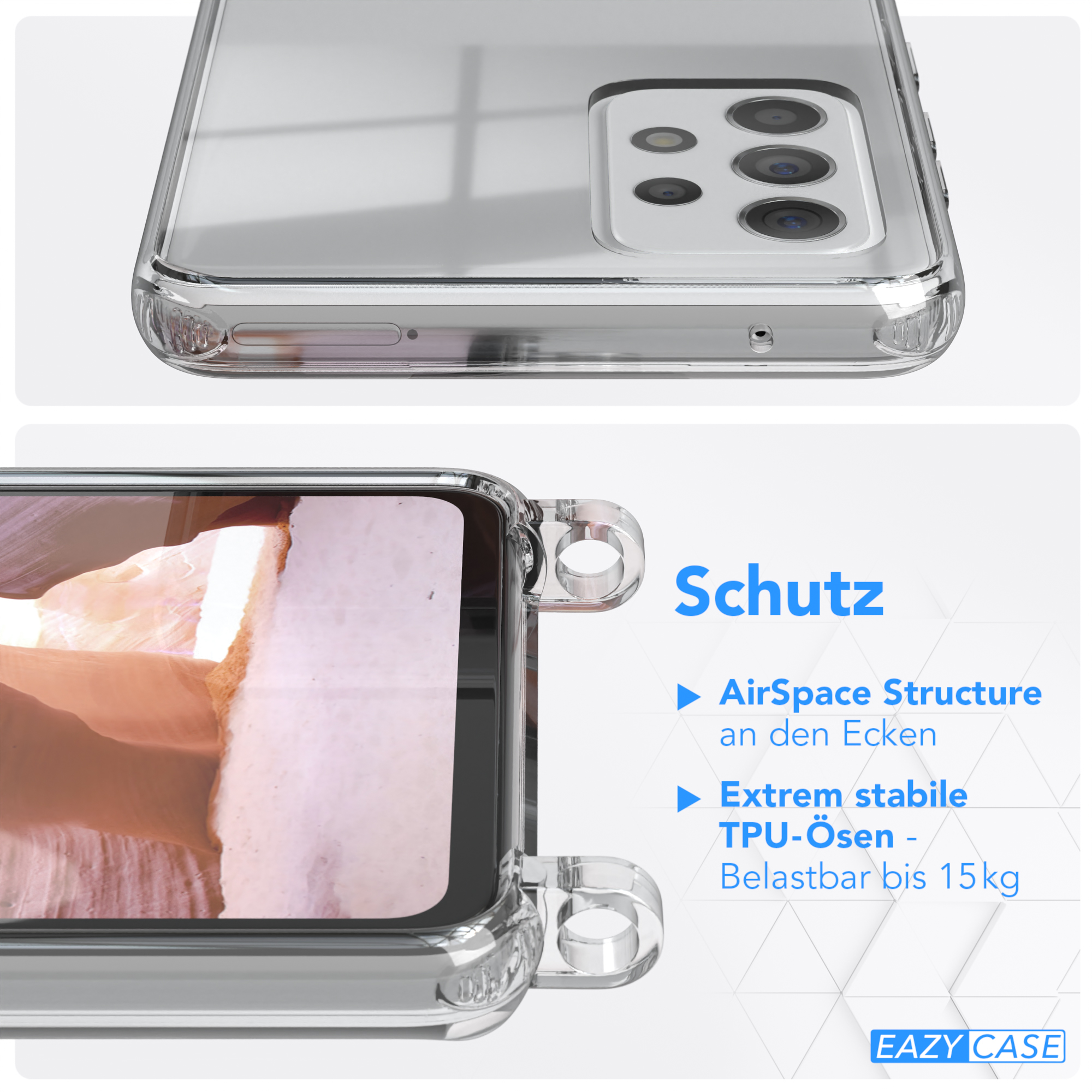 EAZY CASE Transparente A52s / A52 mit 5G, unifarbend, / / A52 5G Samsung, Handyhülle Umhängetasche, Coral Kette Altrosa Galaxy runder
