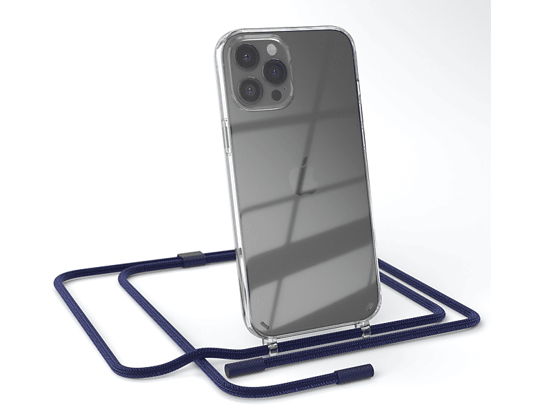 EAZY CASE Transparente Handyhülle mit runder Kette unifarbend, Umhängetasche, Apple, iPhone 12 Pro Max, Dunkelblau / Nachtblau