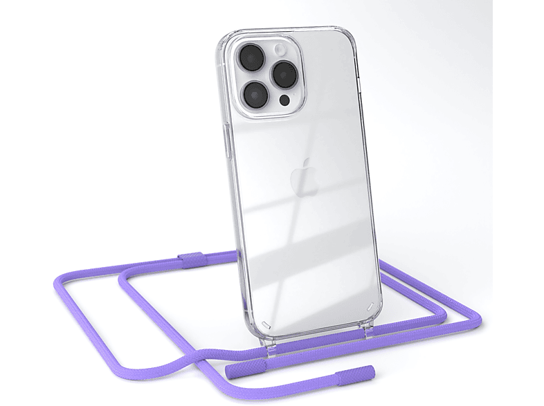 EAZY CASE / Lila iPhone Kette mit Transparente Umhängetasche, Pro runder Apple, Handyhülle Flieder Max, unifarbend, 14