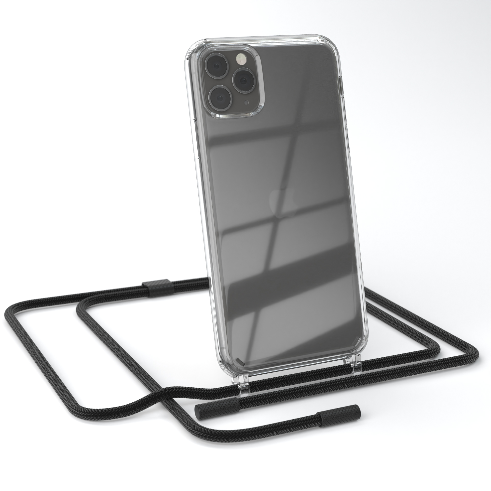 iPhone Pro Transparente runder mit Kette EAZY Schwarz Apple, Handyhülle CASE 11 unifarbend, Umhängetasche, Max,