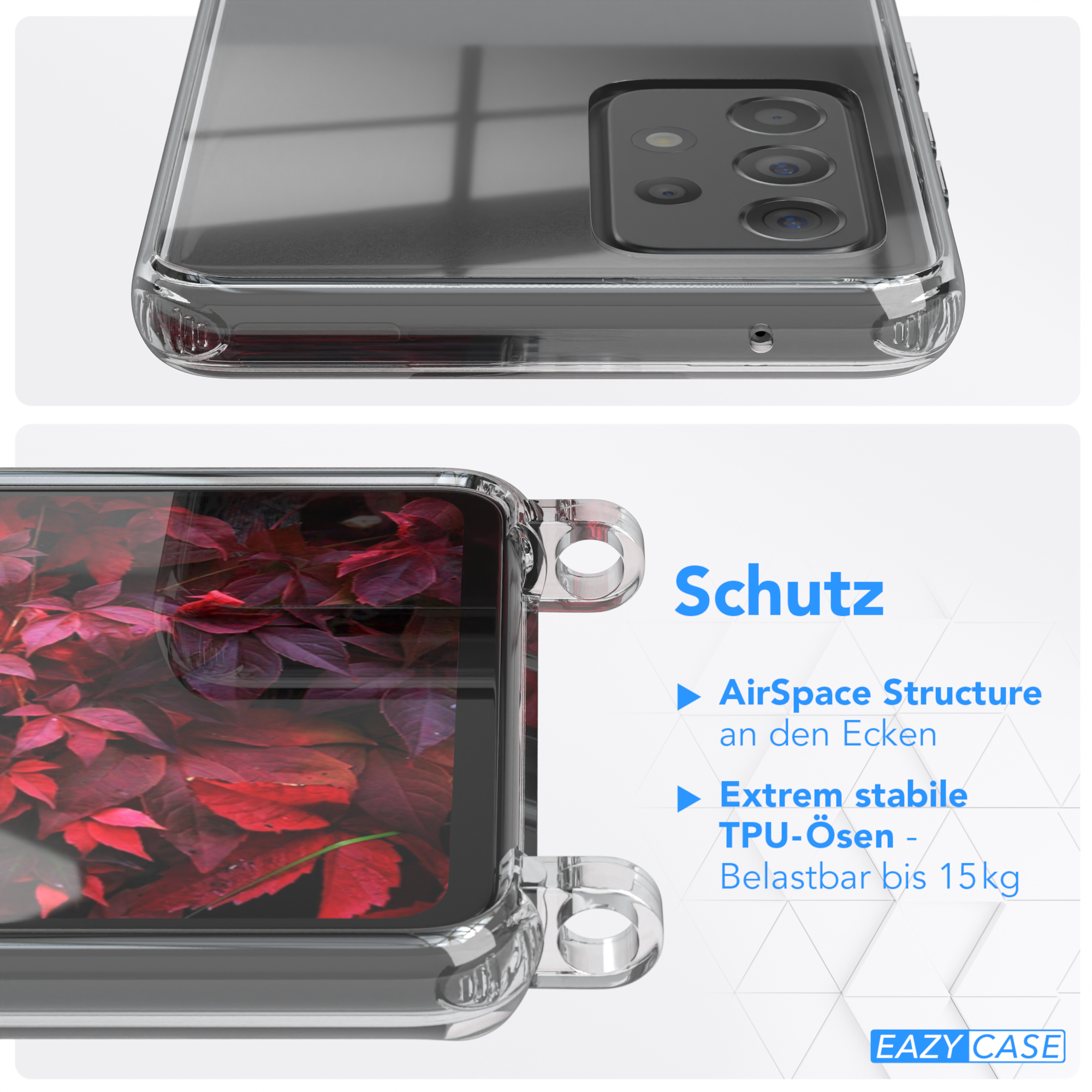 EAZY CASE Transparente Samsung, A52 5G, 5G Handyhülle A52 Kette Beere A52s runder / / Galaxy unifarbend, / Umhängetasche, Rot Bordeaux mit