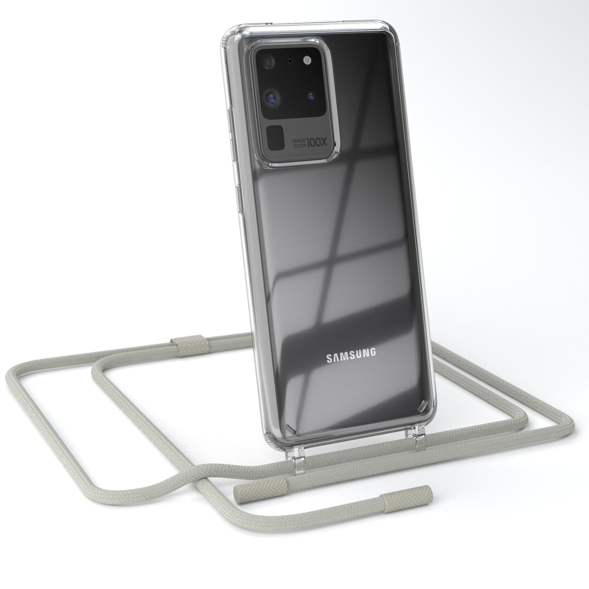 Transparente Ultra CASE Samsung, Galaxy S20 mit Ultra Umhängetasche, / Handyhülle Taupe runder Beige Grau unifarbend, Kette / EAZY 5G, S20