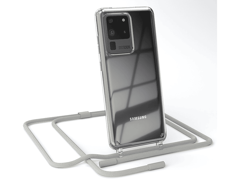 Transparente mit / Ultra Kette runder Umhängetasche, Handyhülle Beige Galaxy Grau EAZY Samsung, 5G, unifarbend, CASE S20 / Taupe S20 Ultra