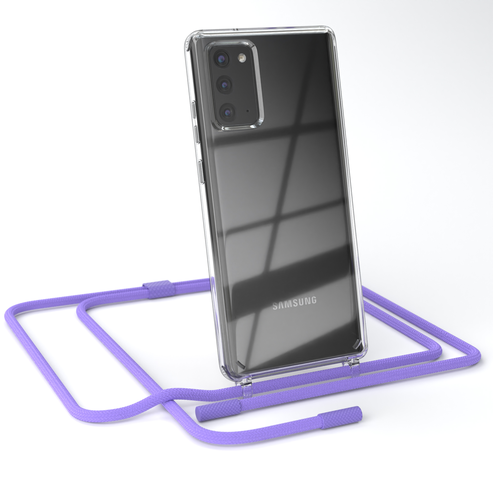 EAZY Handyhülle / mit Samsung, Lila CASE Flieder Galaxy 5G, runder 20 20 / unifarbend, Kette Note Umhängetasche, Note Transparente