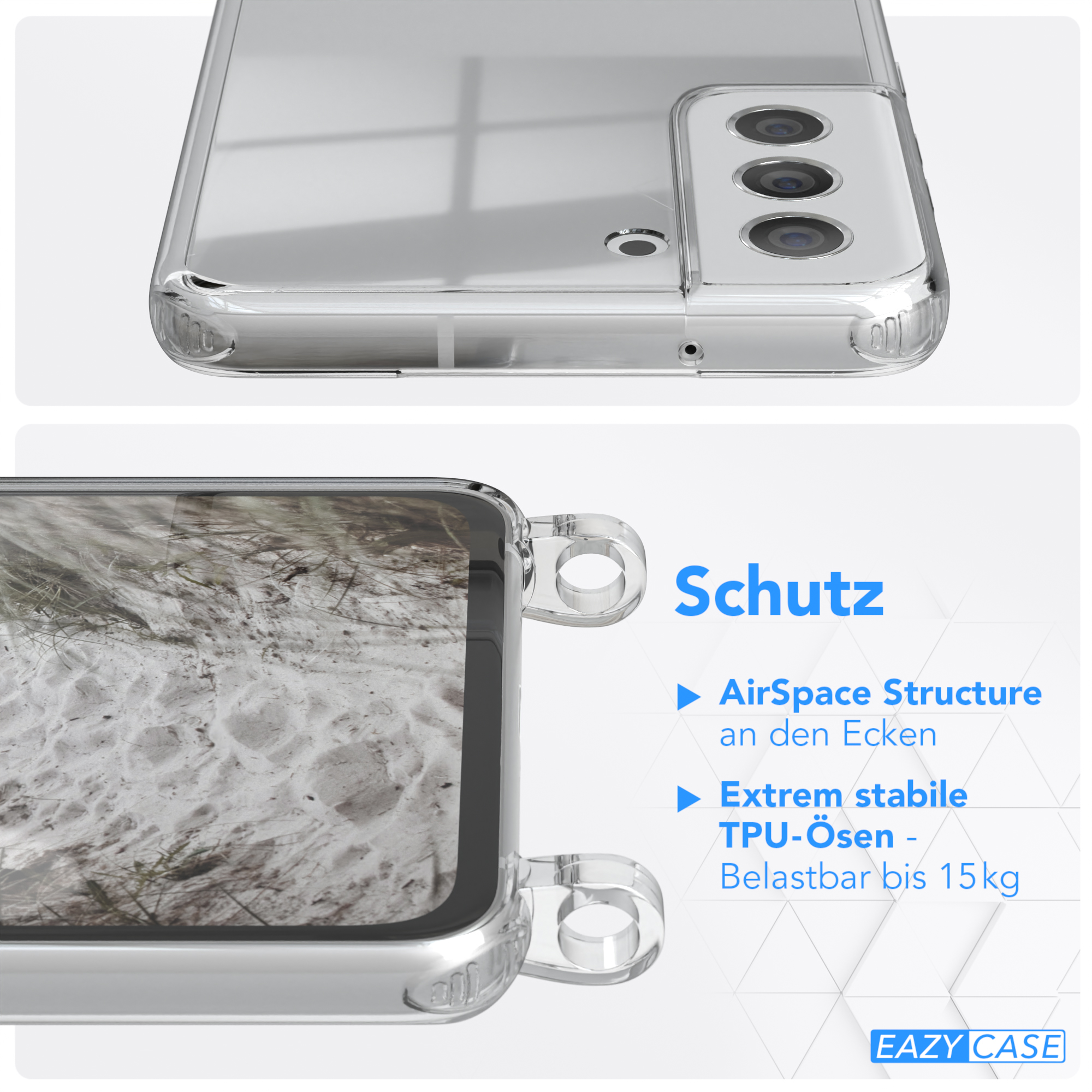 Transparente Handyhülle mit Sanddesign. Merkmale: AirSpace Structure und TPU.
